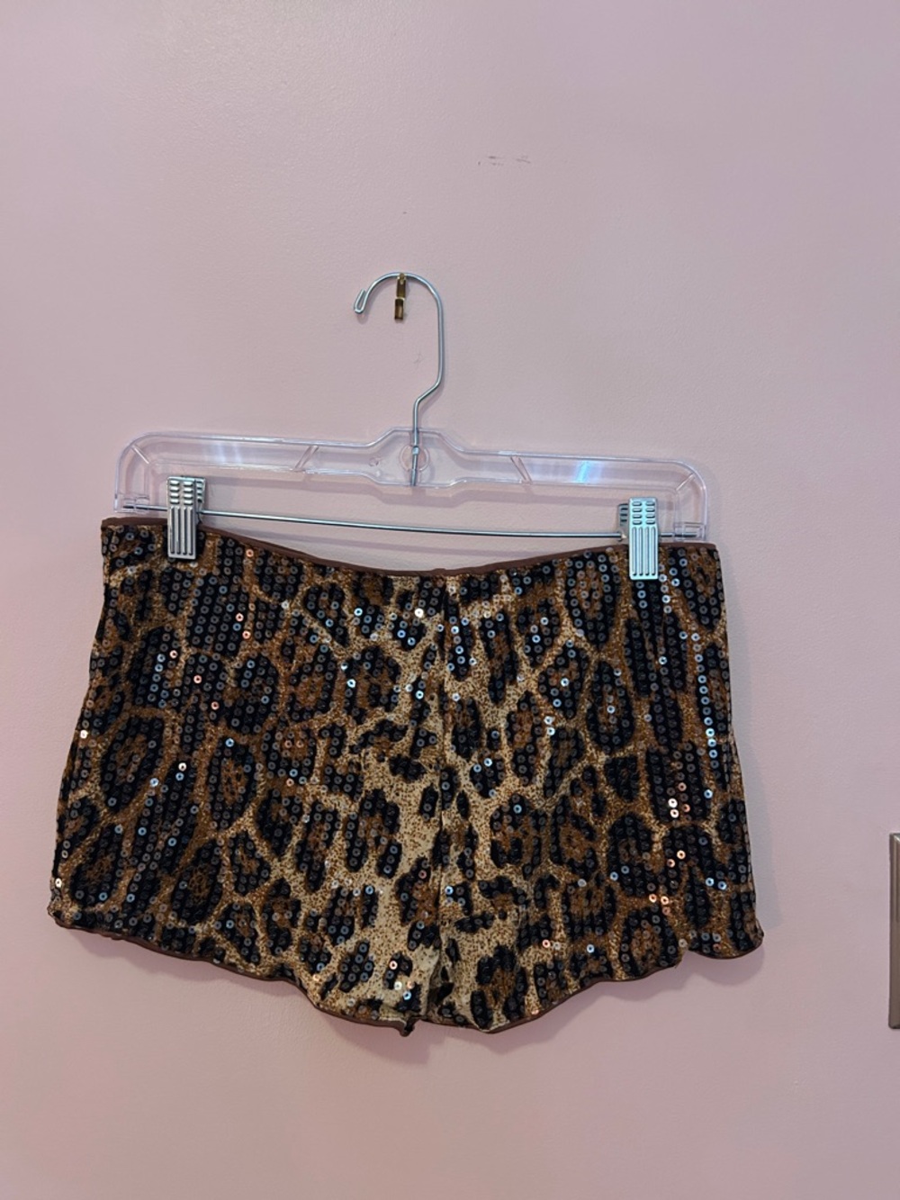 SHEIN Brown Leopard Sequin High Waist Women's Shorts, never worn